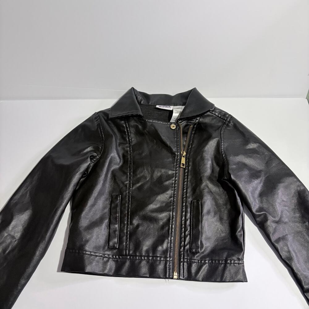 Blueberi Boulevard Girls Faux Leather Moto Jacket Black‎ Size M 7-8